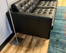 $750 USD     IKEA Black Modern Genuine Leather Tufted Sofa Couch RC122-20      Description: Warm and welcoming, neat and stylish. The supporting seat cushions, the cover’s soft finish and the tight fit gives this sofa a perfect balance between its comfort, functions and look.

Dimensions:

Overall: 80 x 35 x 25 in
Seat Height:  17 in
Seat Depth:  25 in
Location: Local pick up SW Portland, OR. Shipper suggestions available upon request.

Condition: In excellent condition.     https://goodbyhello.com/products/copy-of-pair-of-silver-adjustable-floor-lamp-rc122-19?_pos=24&_sid=d7a4d8c81&_ss=r