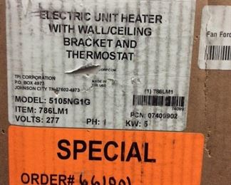 Electric Unit Heater with Wall/Ceiling Bracket and Thermostat