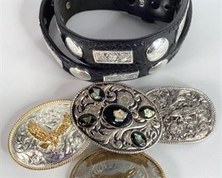 Lady's Western Leather Belt with Belt Buckles