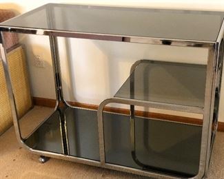 Gorgeous Mid-Century Beverage cart with smoked glass