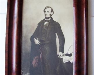 Lot 1  C/1880's Engraving of Standing President Lincoln, 14" x 22" in a C/1860 Mahogany O-Gee frame, 21" x 29".  Condition: No damage found.  