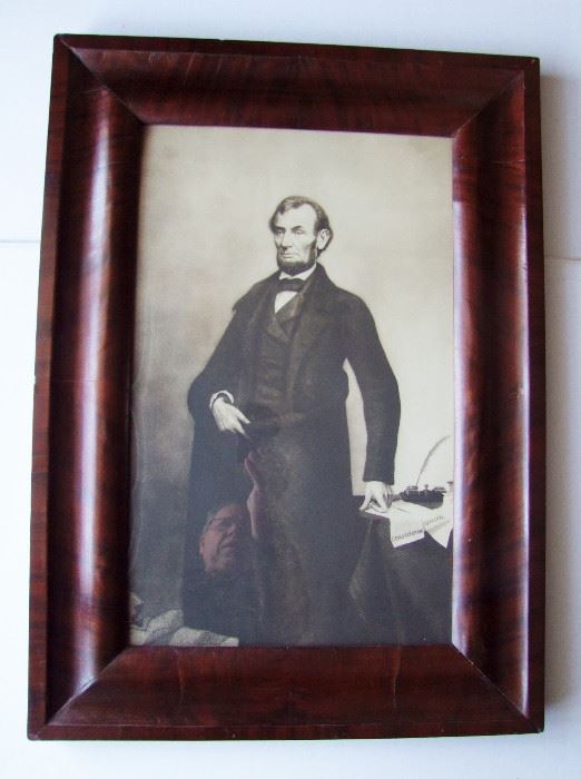 Lot 1  C/1880's Engraving of Standing President Lincoln, 14" x 22" in a C/1860 Mahogany O-Gee frame, 21" x 29".  Condition: No damage found.  