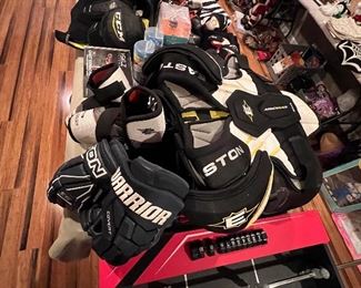 Hockey gear - Helments shoulder pads, padded pants, shin  & elbow pads and skates 