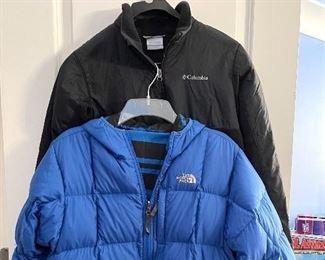 Like New - The North Face reversible down jacket - Child's size L  &  Columbia coat 