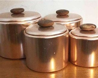 1960s Mirro Rose Gold Canister Set