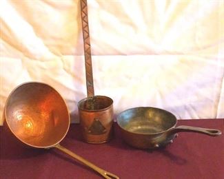 Small Copper Pots and Ladle