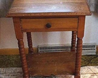 Vintage Spool Leg Side TableNightstand