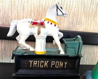 Vtg.  - Cast iron Trick Pony mechanical bank