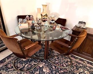 Terrific Mid Century glass top table w/6 chairs