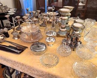 Silver and Crystal Pieces, Fitz Candle Stands