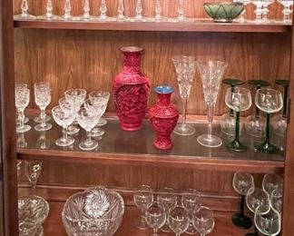 Crystal and Asian collectible Vase Set