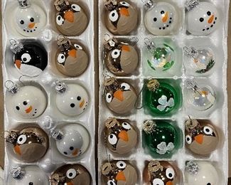 New Handpainted  1.5” Snowmen, Owl, Penguin and Irish ornaments