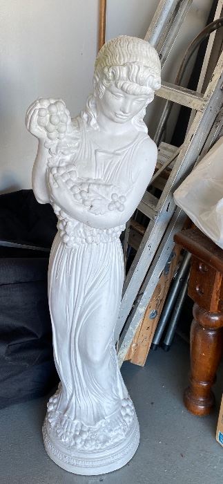 Universal Statuary Chalkware Goddess/ Woman with Grapes Statue  3 feet