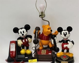 3pc Mickey Mouse & Pooh Bear Phones