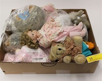 Box of Stuffed Toys & Dolls