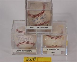 3 J. Marichal, B. Gibson, G. Perry signed balls