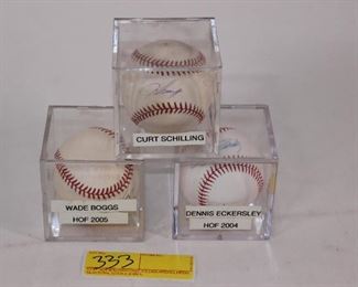C. Schilling, W. Boggs, D. Eckersly signed balls
