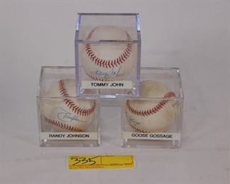 3 R. Johnson, G. Gossage, T. John signed balls