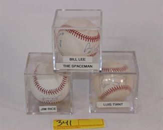 3 J. Rice, L. Tiant, B. Lee signed redsox balls