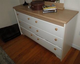 White with Brown Dresser with mirror 57x18x34 $100