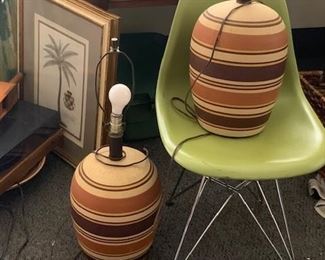Mid century lamps and chairs