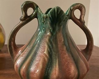Antique Faiencerie Thulin Double Handled Vase Belgium 