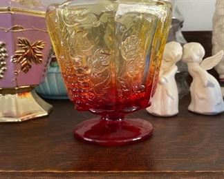 Amberina Footed Candy Dish/Compote 