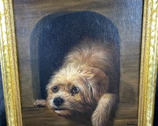 1857 Portrait of a Cairn Terrier, Oil on Canvas, Signed W. J. Hays
