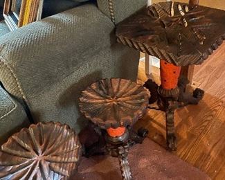 Italian wood carved accent tables 