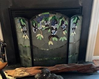 Stained glass fireplace screen 