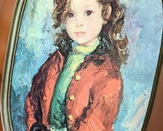 Oil painting of equestrian girl