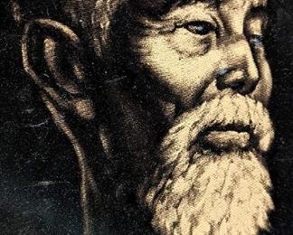 Striking oil on velvet of wise man