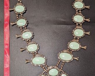 1940s Sterling Silver Navajo Tribe Squash Blossom Turquoise 