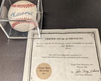 Ted Williams autographed baseball by Ted Williams with certificate of authenticity