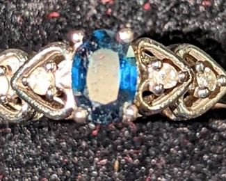 Blue Sapphire with diamonds ring 10k gold