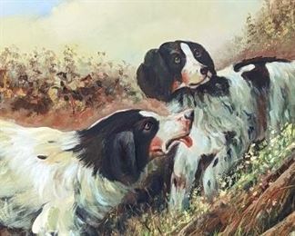 Exceptional Large painting of two pointers