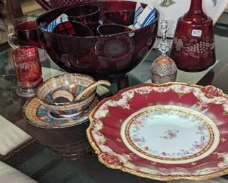 Ruby Punch bowl cut to clear and lovely cranberry glass