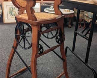 Antique Rare Conversion High Chair to Stroller 