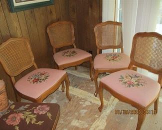 Set of 4 tapestry needlepoint chairs