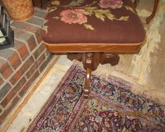 Antique needlepoint piano stool