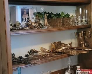 Mini Oil Lamp Collection / Gold vintage shelving / corbels / HomeCo type Wall Art