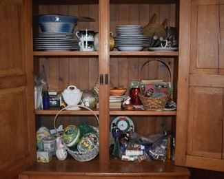 Some items inside the Antique Corner Cabinet