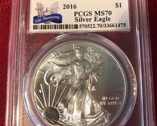 2016 PCGS MS70 Silver Eagle $1  30th Anniversary