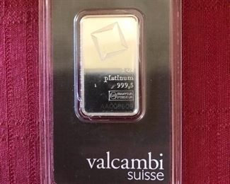 Valcambi Sussie 1oz Platinum 999.5 Assay Cert CHI