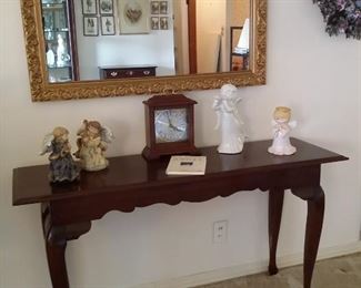Queen Anne style sofa table &  mirror with gold frame