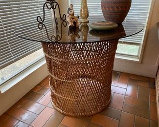 Wicker glass top table