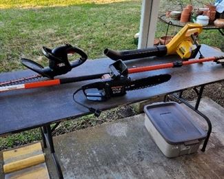 Electric pole saw, hedge trimmer, blower