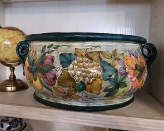 2-Handle Bowl - Italian Pottery - Rampini, Radda, Italy 