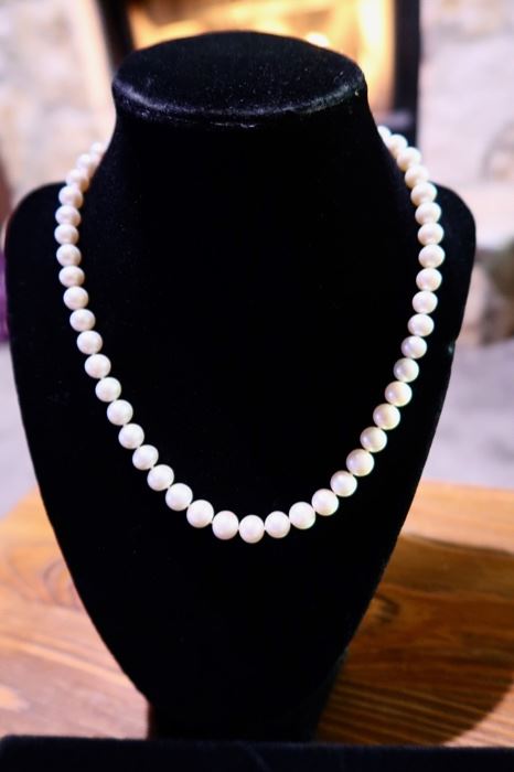 Genuine Pearl Necklace 18” with 14k Gold Clasp 