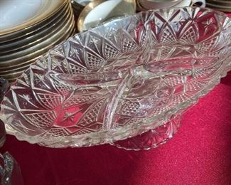 cut glass footed dish